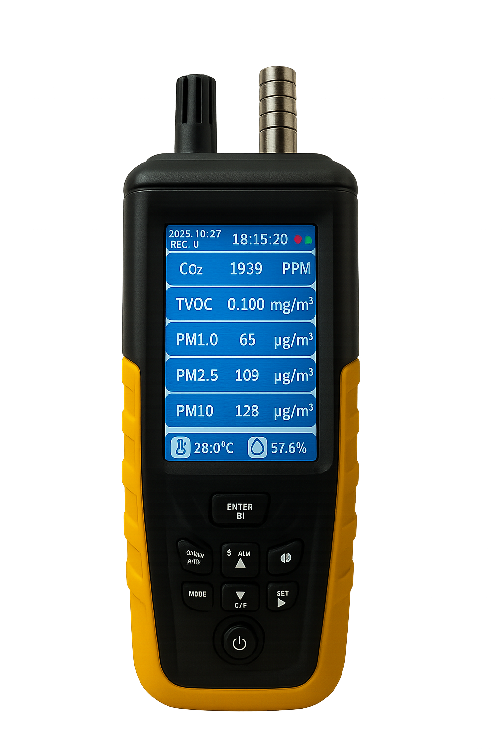 5 Channel Air Quality Meter – CO₂, TVOC, PM2.5 & Monitor | AIRATOM